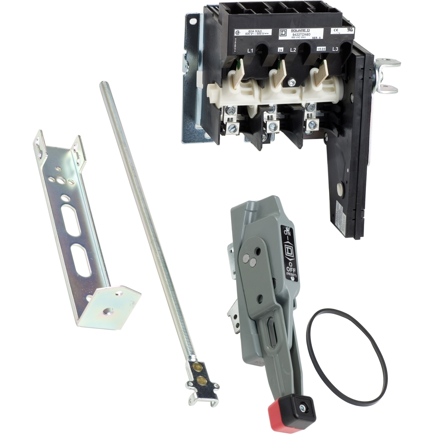 Operating mechanism, flange mounted, variable depth, 60A, 600V, no fuse, switch mechanism, 6 inch handle, NEMA 4
