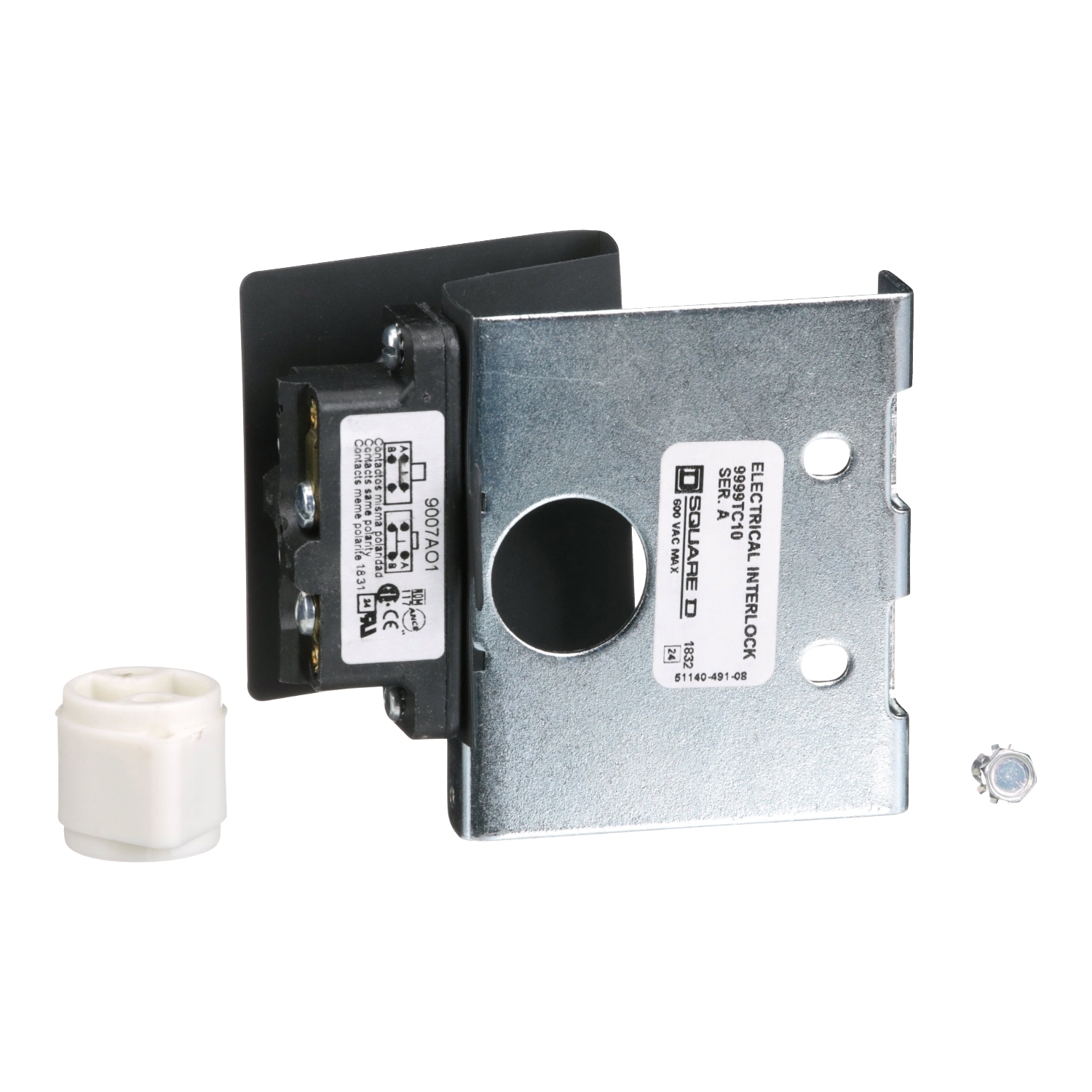 Disconnect mechanism, flange mounted, disconnect switch auxiliary contact kit, 15A, 1 pole, SPDT