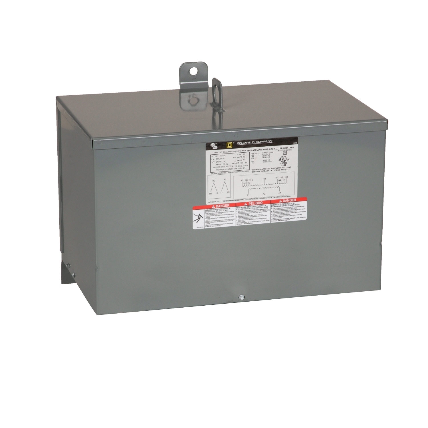 Transformer, dry type, encapsulated, 9kVA, 3 phase, 480V primary, 240V secondary, 14C, 115C rise [TAA]