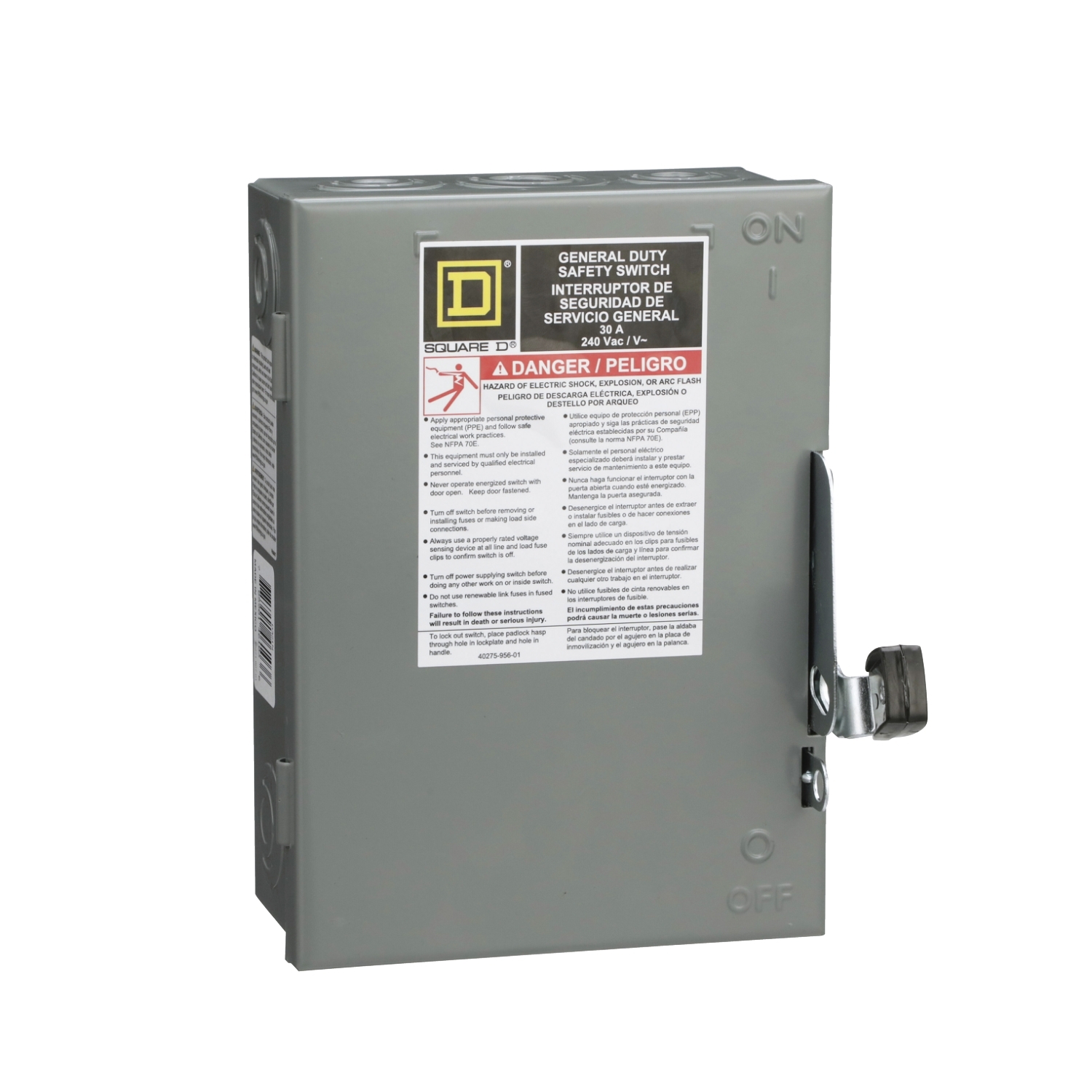 Safety switch, general duty, fusible, 3 pole, 4 wire, 240VAC, 30A, Type 1, with neutral