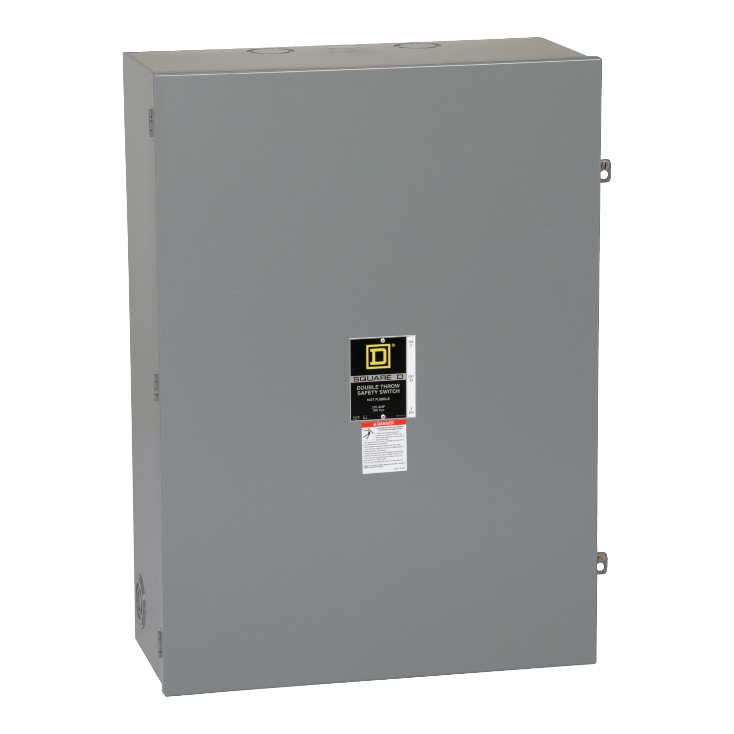 Safety switch, double throw, non fusible, 3 pole, 4 wire, 240VAC, 200A, Type 1, with neutral