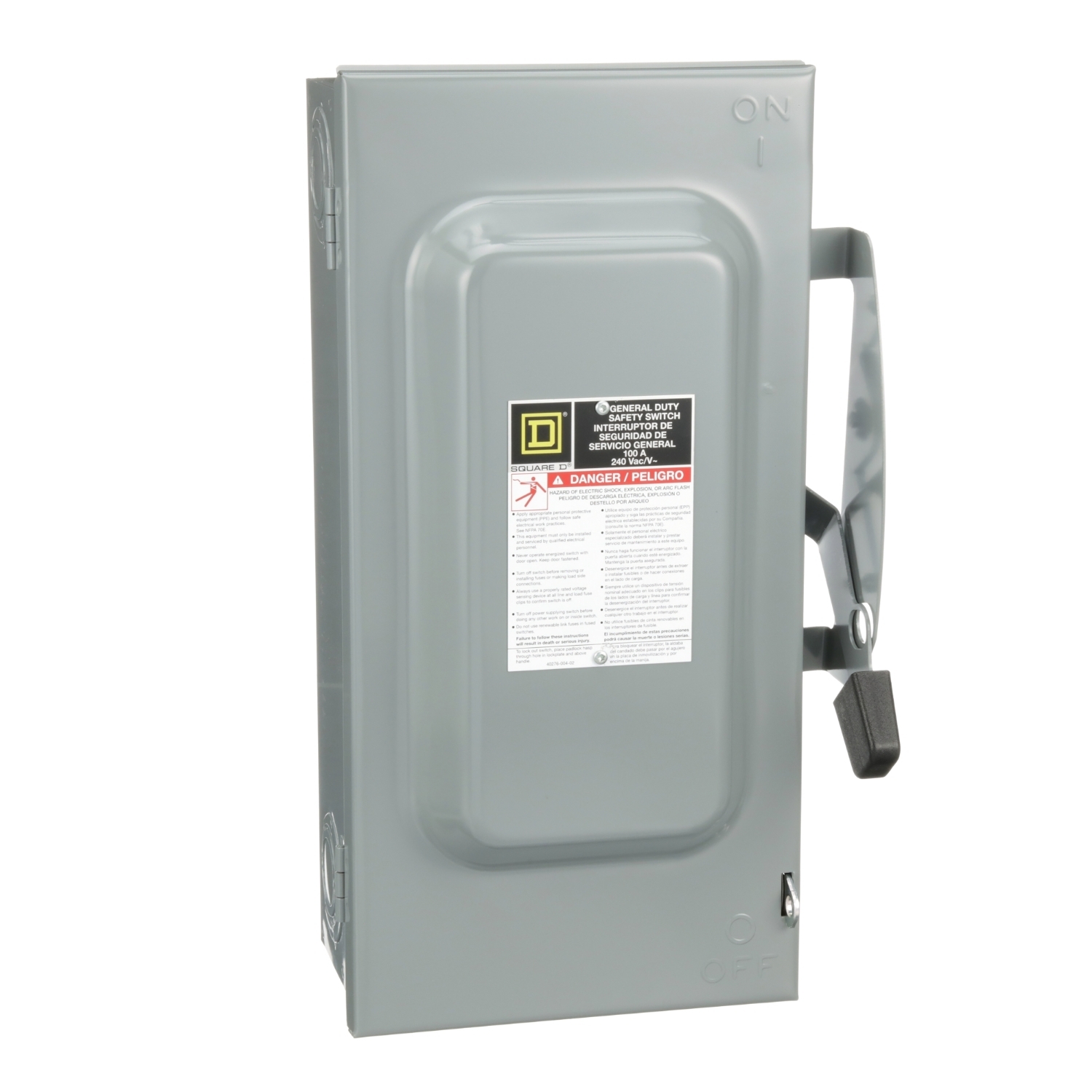 Safety switch, general duty, non fusible, 3 pole, 3 wire, 240VAC, 100A, Type 1