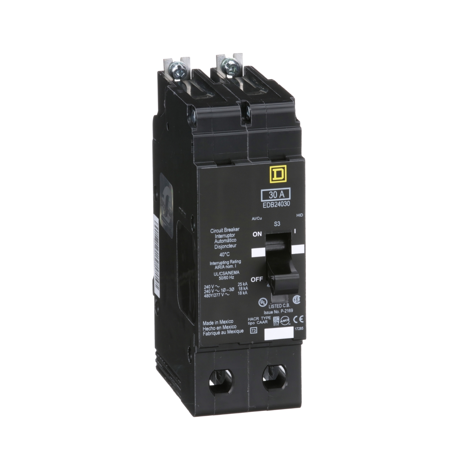 Mini circuit breaker, E-Frame, 30A, 2 pole, 480Y/277VAC, 25kA max, bolt on [TAA]