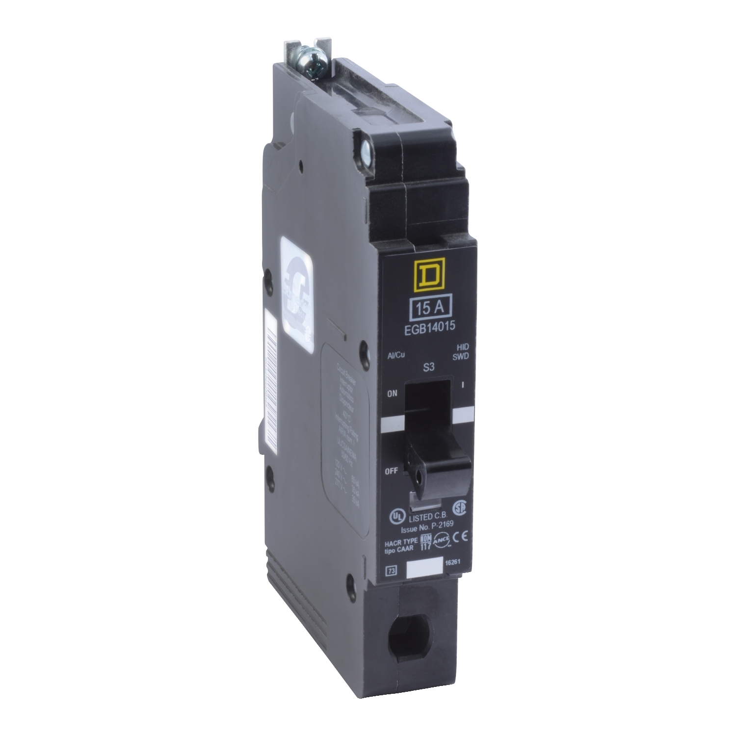 EGB14015 Miniature Circuit Breaker, 15 Amp, 1 Pole, 277V