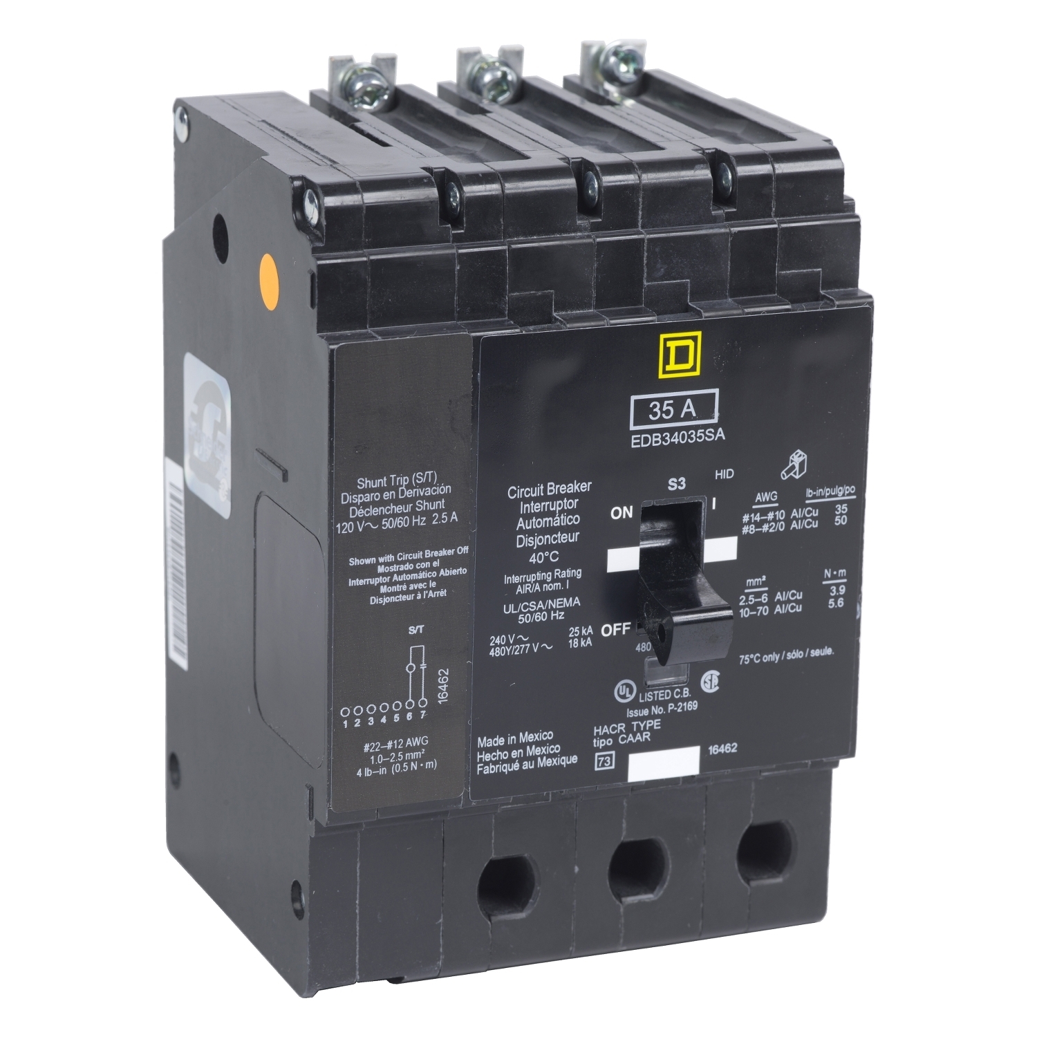 Mini circuit breaker, E-Frame, 50A, 3 pole, 480Y/277VAC, 65kA max, bolt on, shunt trip [TAA]