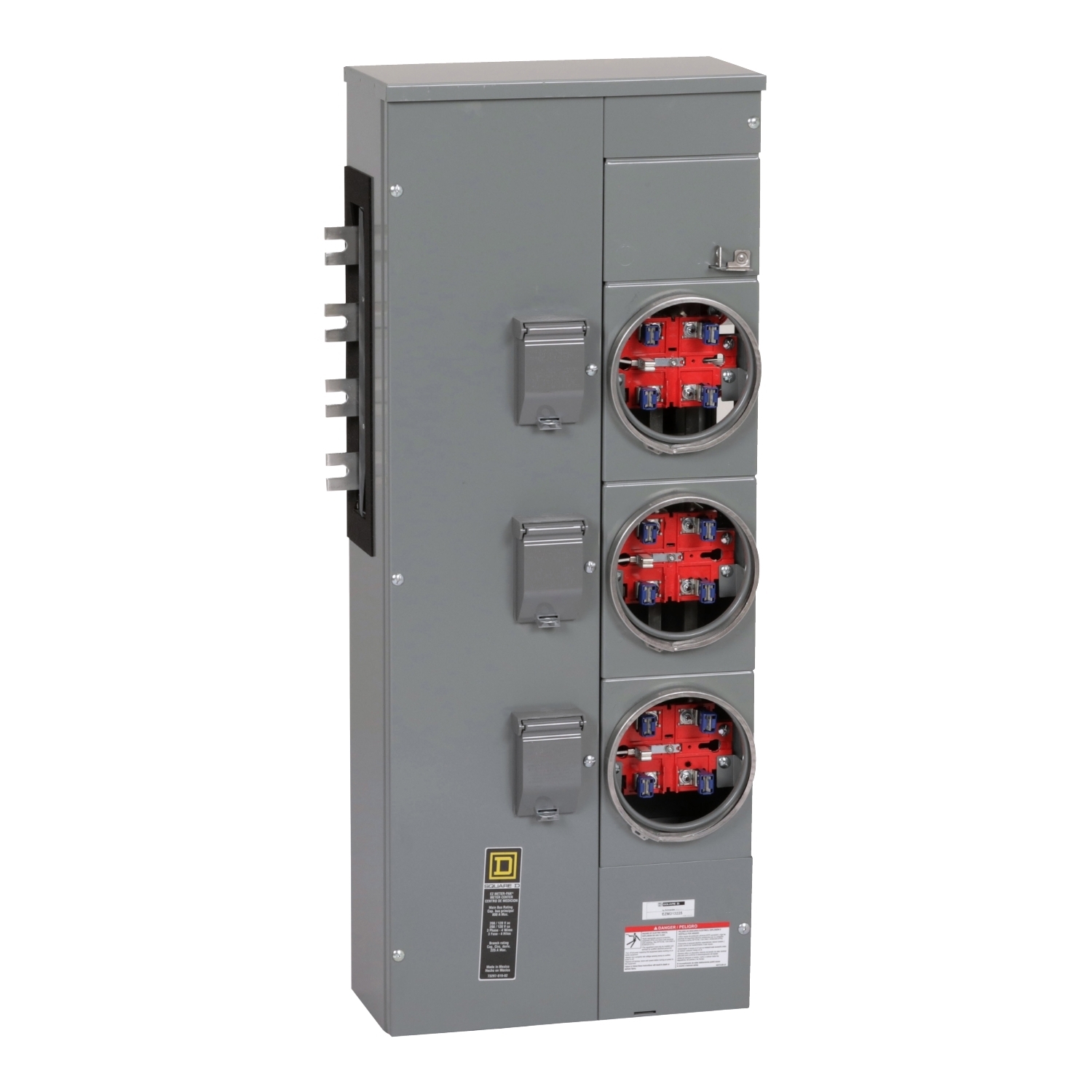 EZM313225 Branch Unit, EZ Meter Pak, 225 Amp, 3 Socket, 208Y/120V, No Bypass, Ringed, Aluminum Busbar
