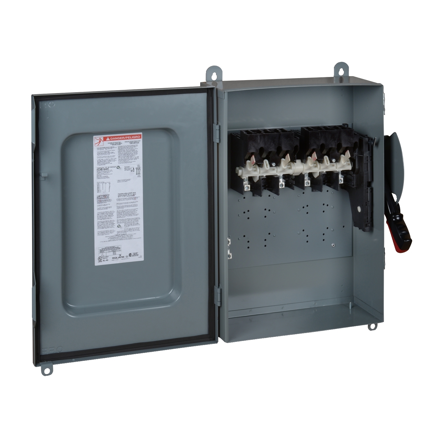 Safety switch, heavy duty, fusible, 30A, 4 pole, 25hp, 600VAC/DC, NEMA 12