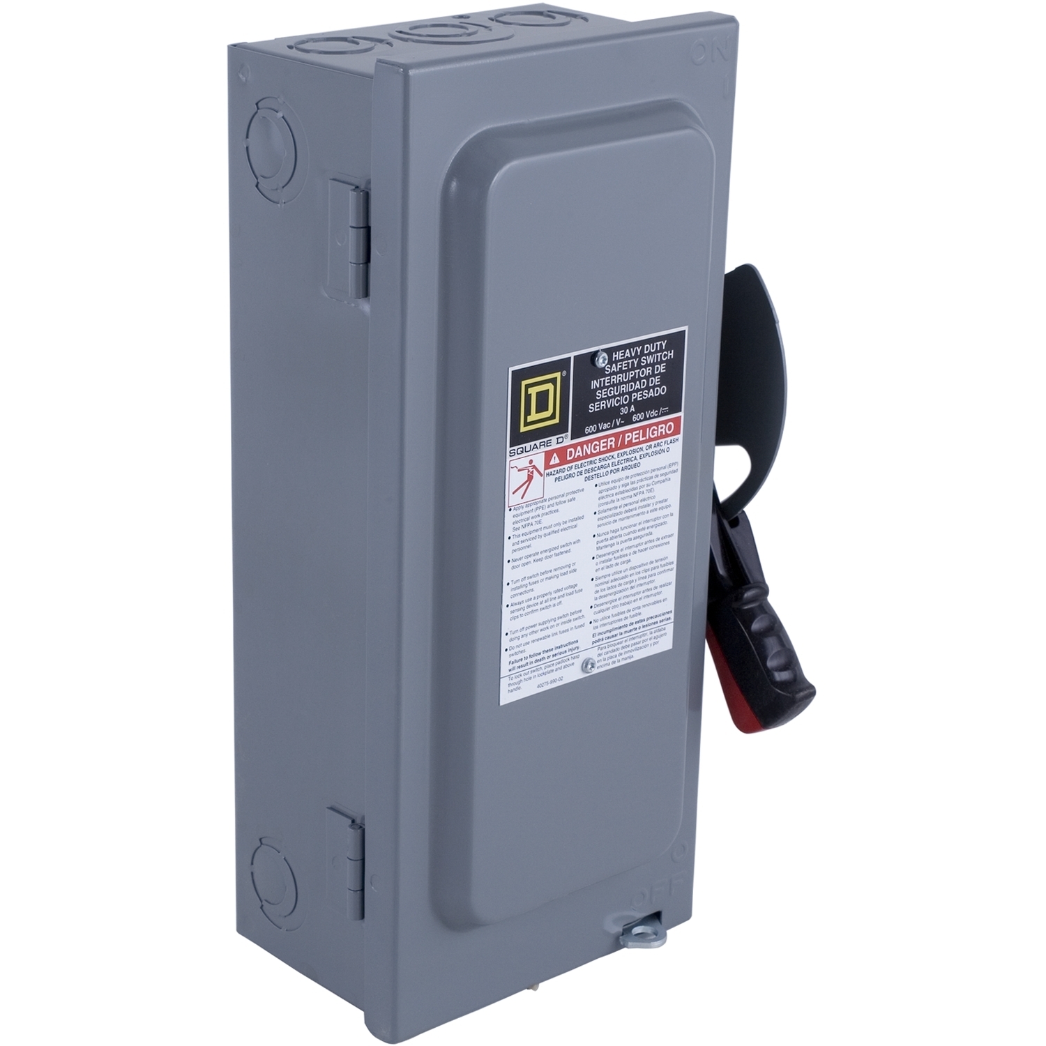 Safety switch, heavy duty, fusible, 100A, 4 pole, 75hp, 600VAC/DC, NEMA 1