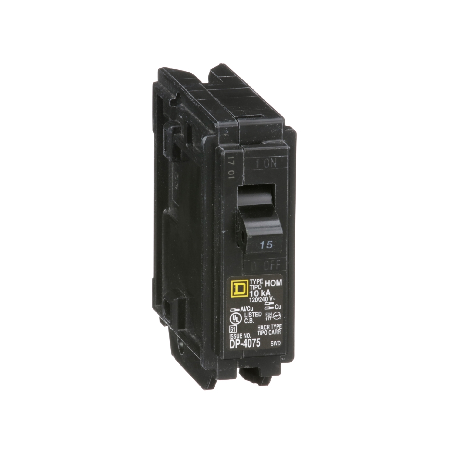 HOM115 Homeline Miniature Circuit Breaker, 15 Amp, 1 Pole, 120/240V