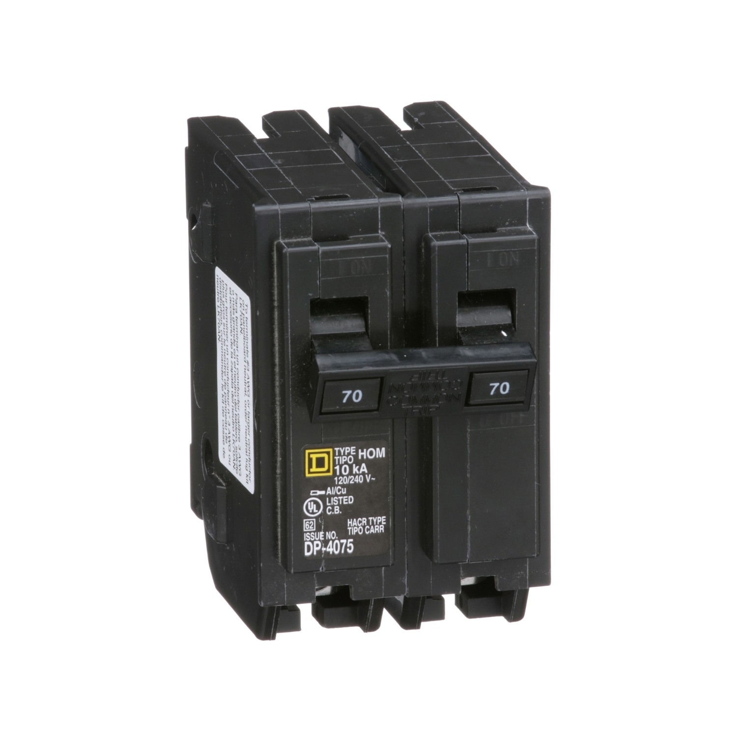 HOM270 Homeline Miniature Circuit Breaker, 70 Amp, 2 Pole, 120/240V