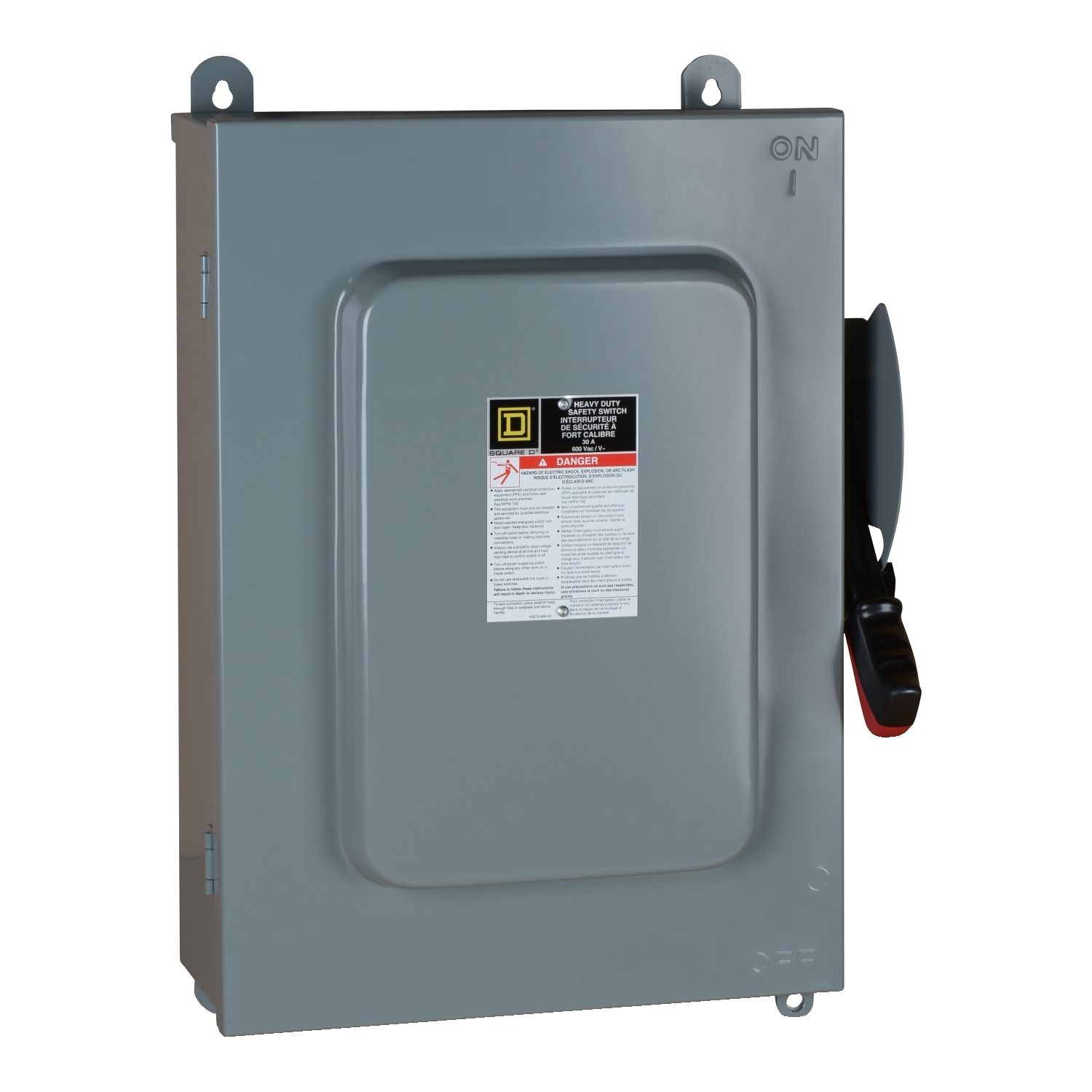 Safety switch, heavy duty, non fusible, 30A, 6 pole, 30hp, 600VAC/DC, NEMA 12