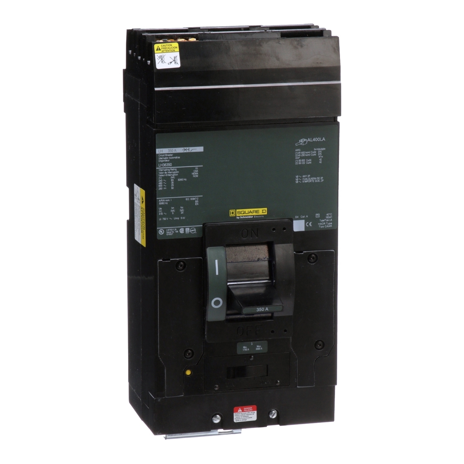 Circuit breaker, LH, I-Line mount, 350A, 3 pole, 25kA, 600VAC, thermal magnetic