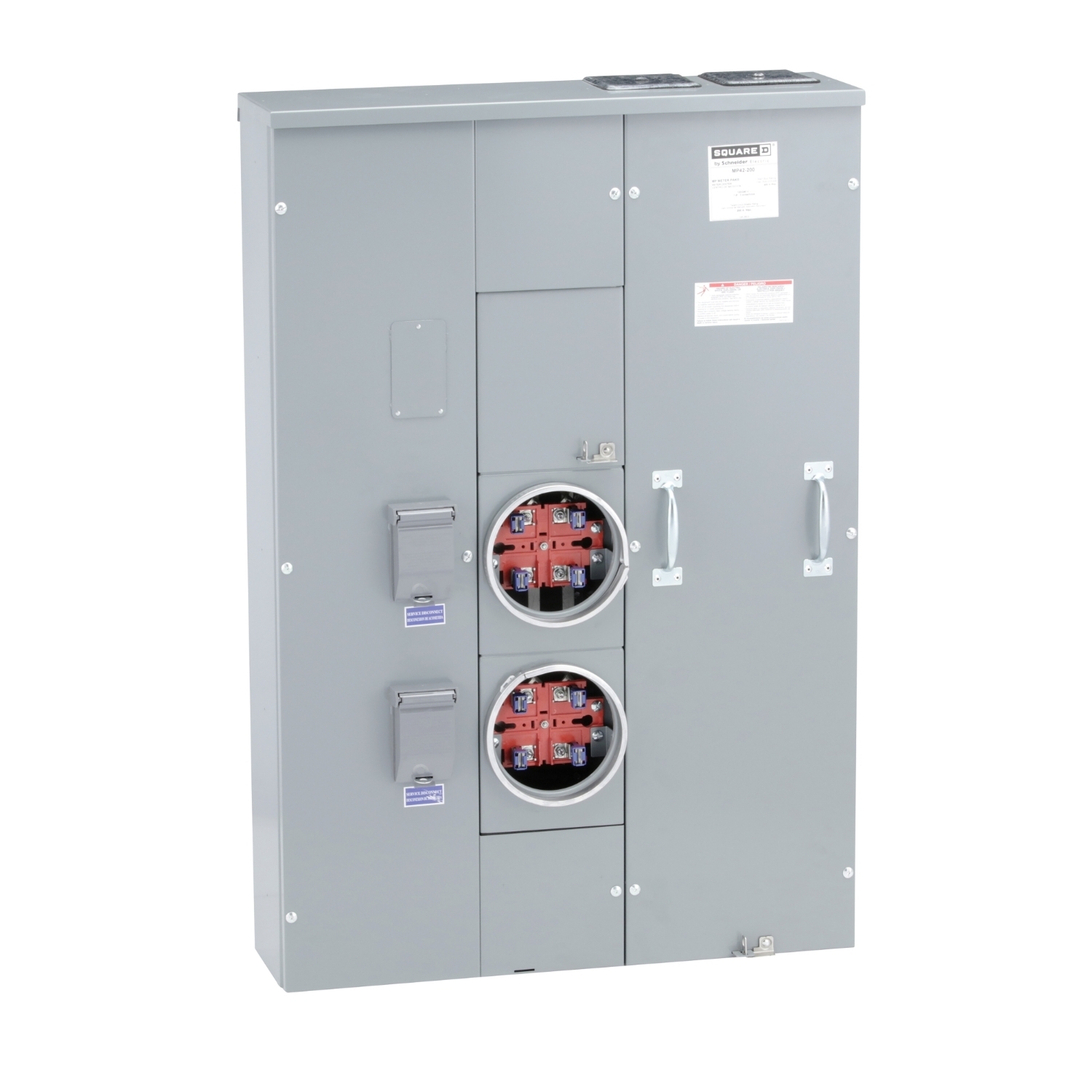 MP42200 MP Meter Pak Meter Center, 200 Amp, 1 Phase, Ringed, No Bypass, 4 Jaw, 2 Socket, OH, UG, 240V