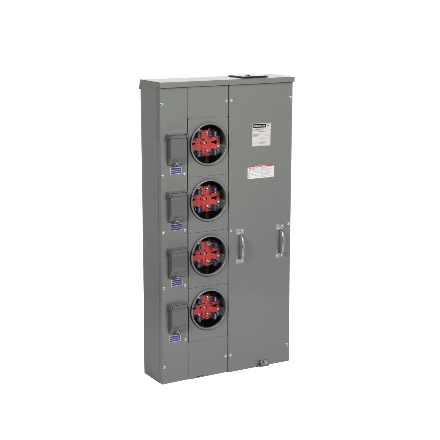 MP44125 Meter Pak Meter Center with Main Lugs, 125 Amp, 1 Phase, Ringed, No Bypass, 4 Jaw, 4 Position, OH, UG, 240V