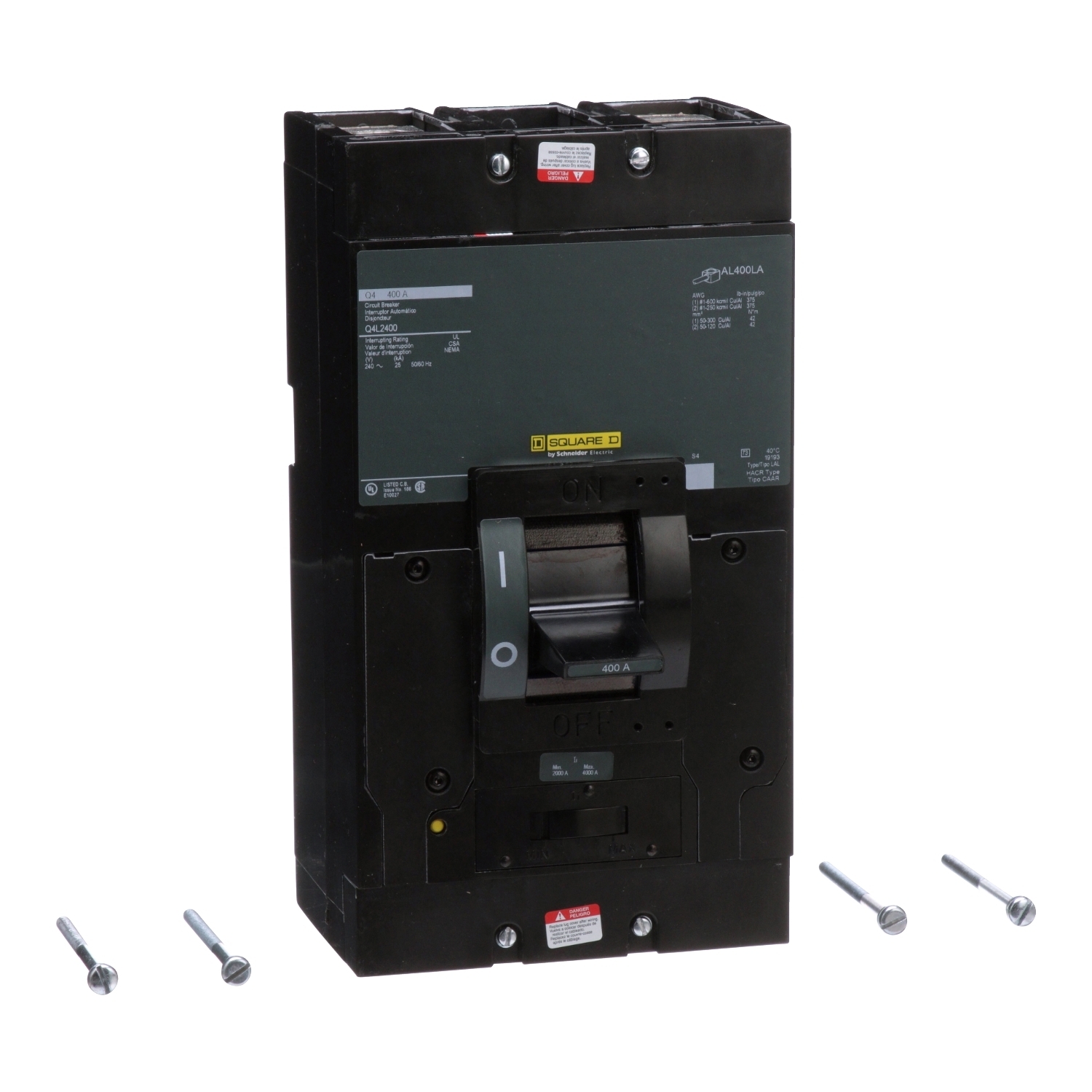 Q4L2400 Molded Case Circuit Breaker, 400 Amp, 2 Pole, 240V