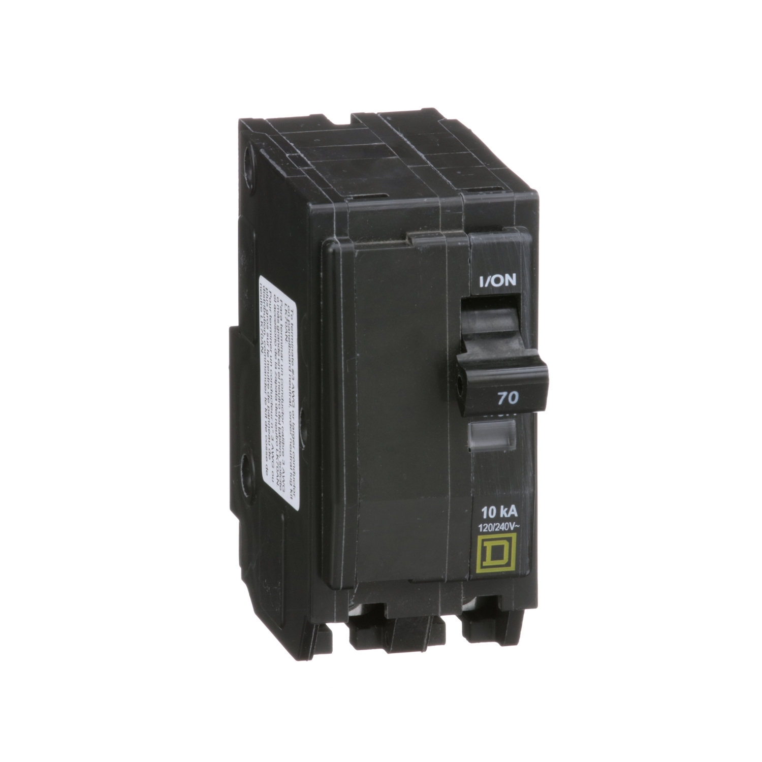 Mini circuit breaker, QO, 70A, 2 pole, 120/240VAC, 10kA, plug in