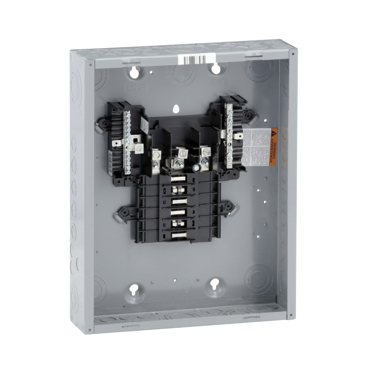 Load center, QO, 3 phase, 12 spaces, 12 circuits, 125A fixed main lugs, NEMA1, gnd bar