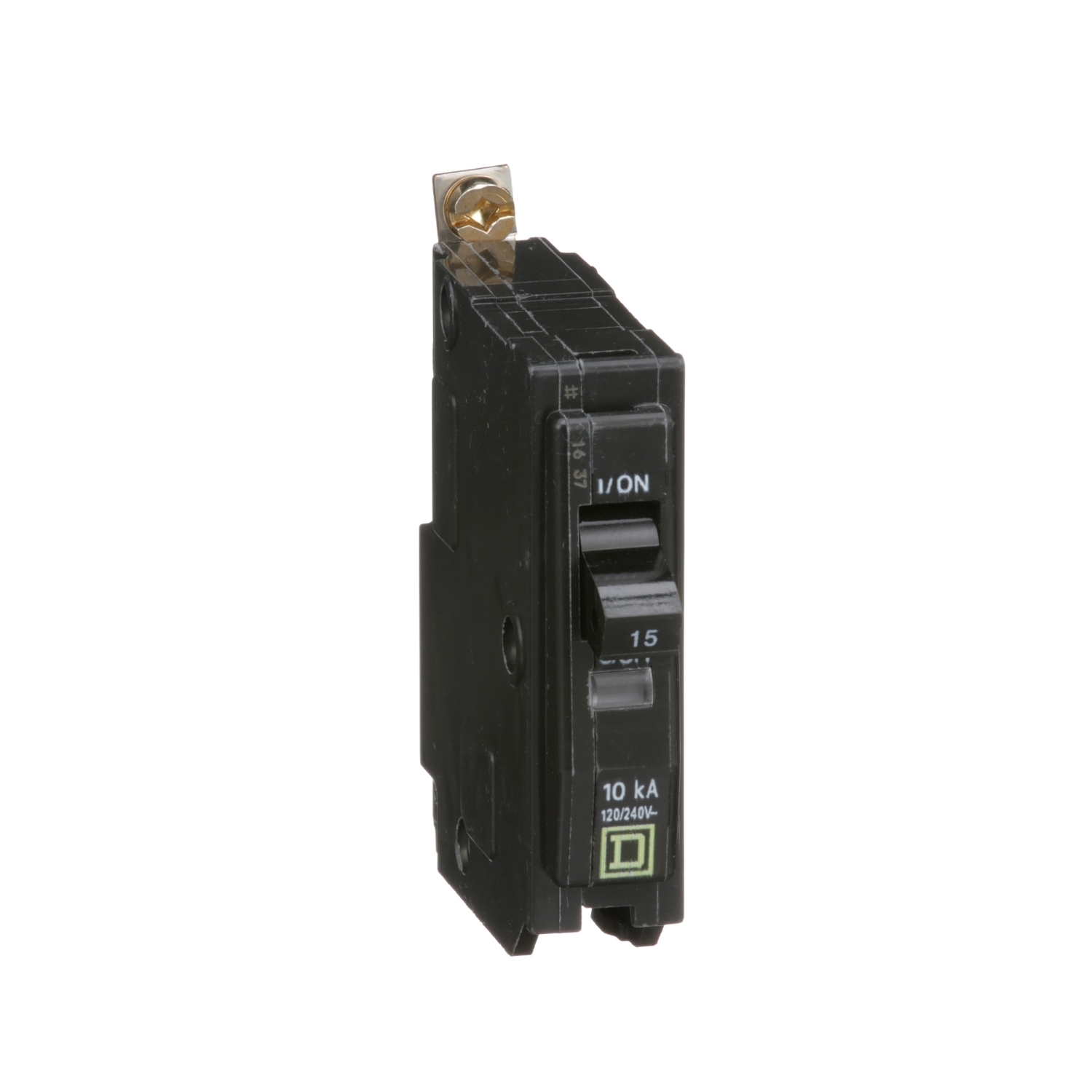 Mini circuit breaker, QO, 15A, 1 pole, 120/240VAC, 10kA, bolt on