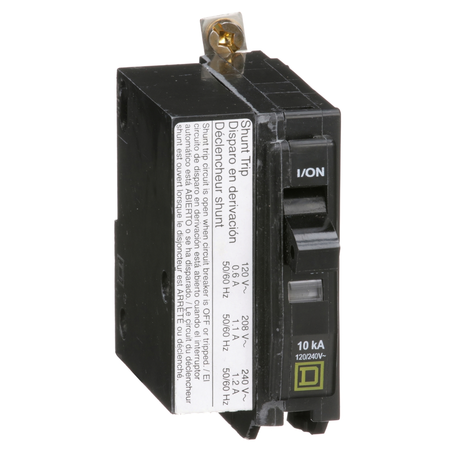 Mini circuit breaker, QO, 30A, 1 pole, 120/240VAC, 10kA, bolt on, AC shunt