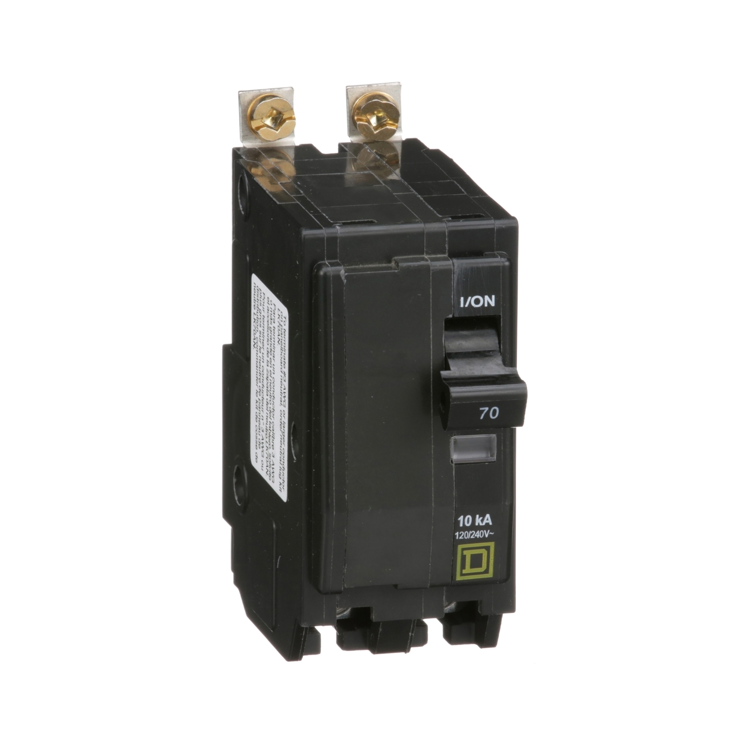 Mini circuit breaker, QO, 70A, 2 pole, 120/240VAC, 10kA, bolt on