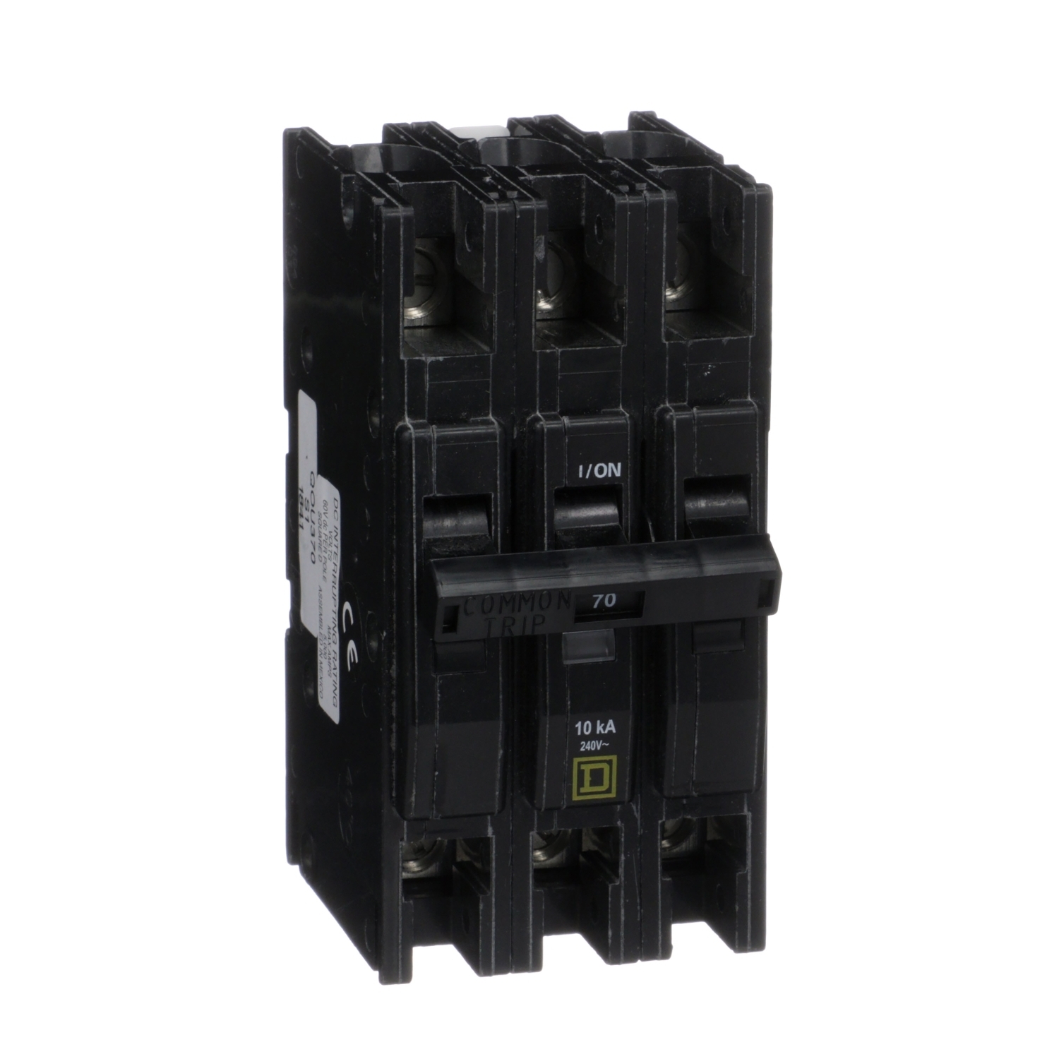 Mini circuit breaker, QOU, 70A, 3 pole, 240 VAC, 10kA