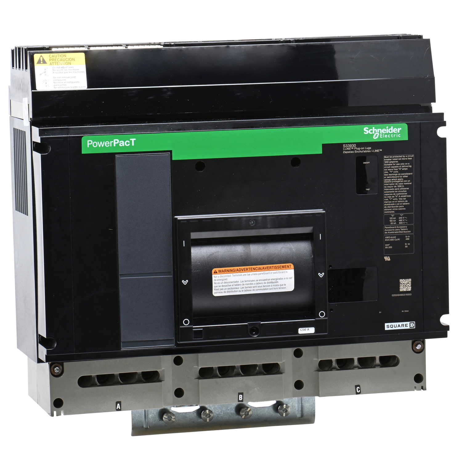 Circuit breaker accessory, PowerPacT P, I-Line, HCR-U, bolt on, sub feed lugs, 1200A, 3/0 to 600kcmil