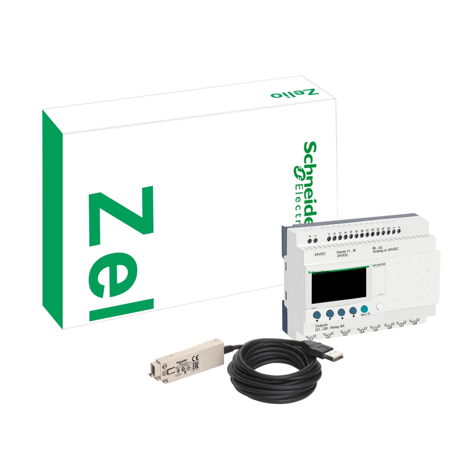 compact discovery packs, Zelio Logic SR2 SR3, smart relay discovery pack, 12 IO, 100 to 240V AC