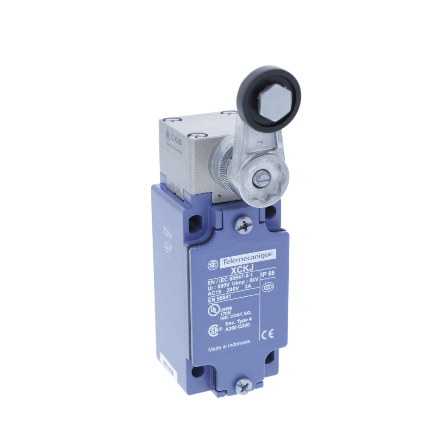 Limit switch,  XC Standard, XCKJ, thermoplastic roller lever, 1NC+1 NO, snap action, Pg13