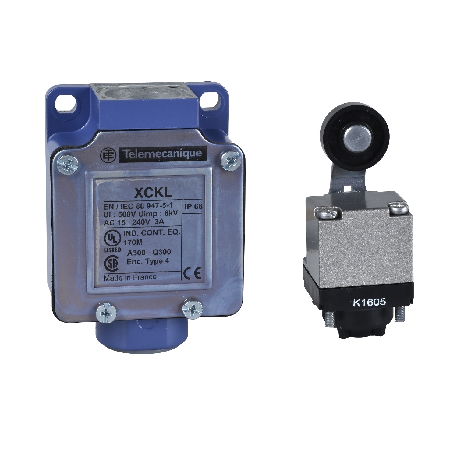 Limit switch, Limit switches XC Standard, XCKL, thermoplastic roller lever, 1NC+1 NO, snap, Cable gland