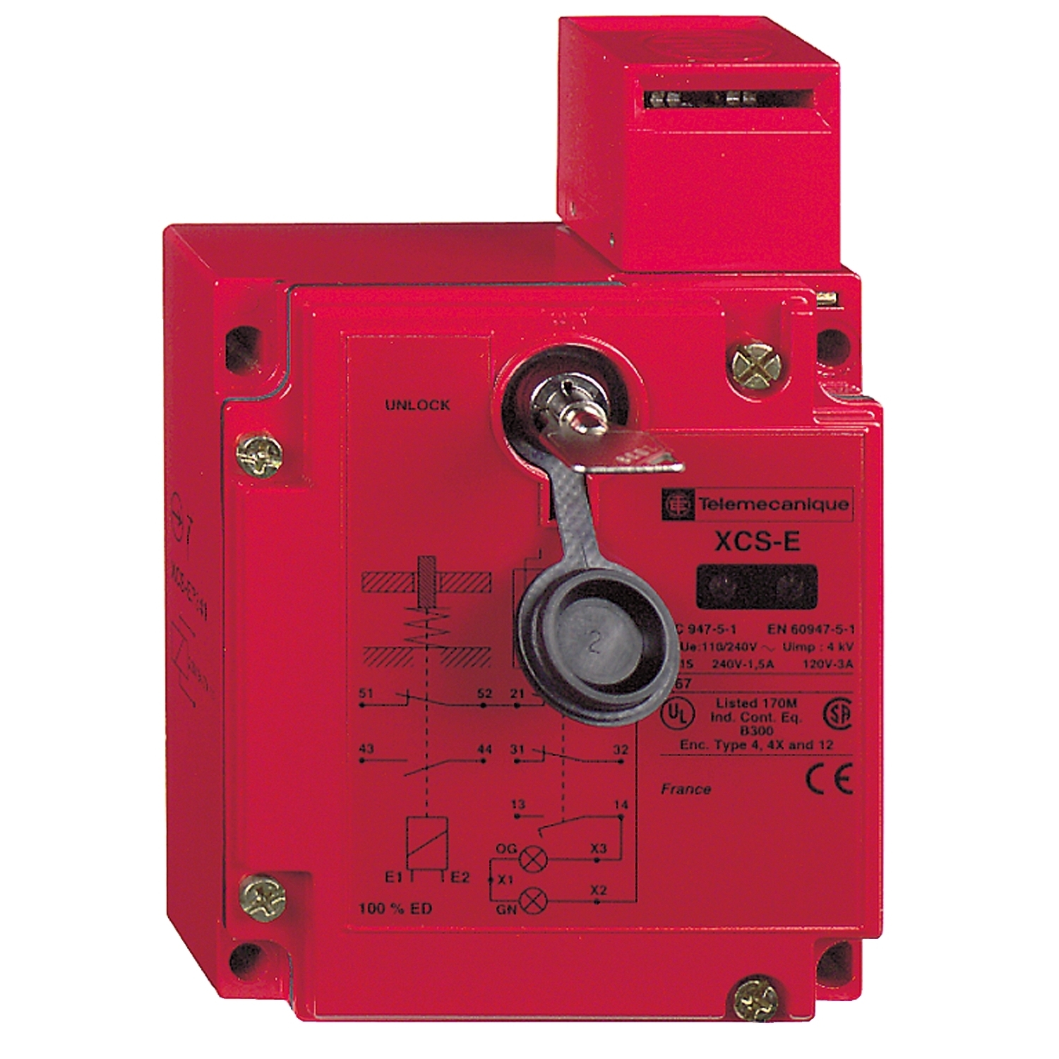 Safety switch, Telemecanique Safety switches XCS, metal XCSE, 2NC + 1 NO, slow break, 2 entries tapped Pg 13, 24 V