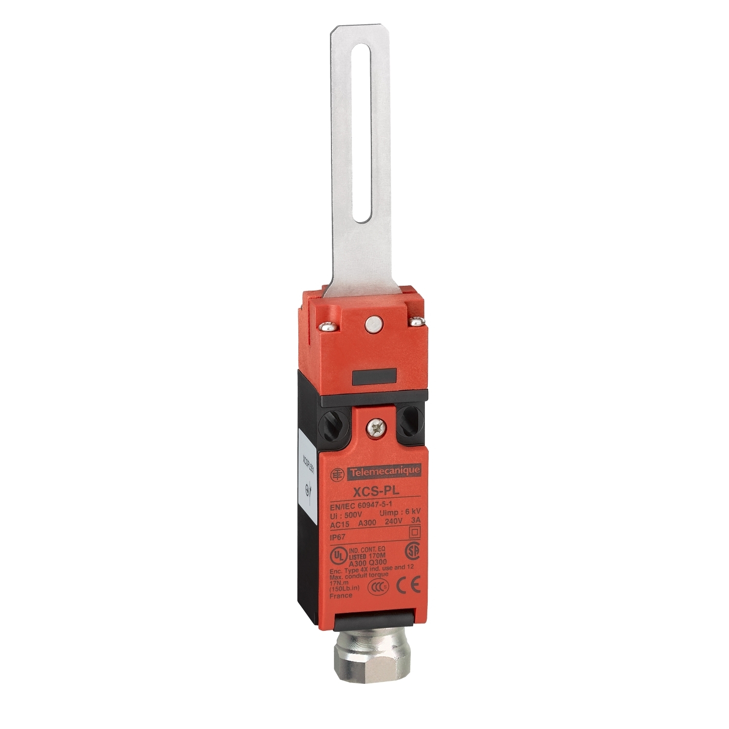 Guard switch, Telemecanique Safety switches XCS, XCSPL, straight lever, centred, 1NC+1 NO -1/2"NPT