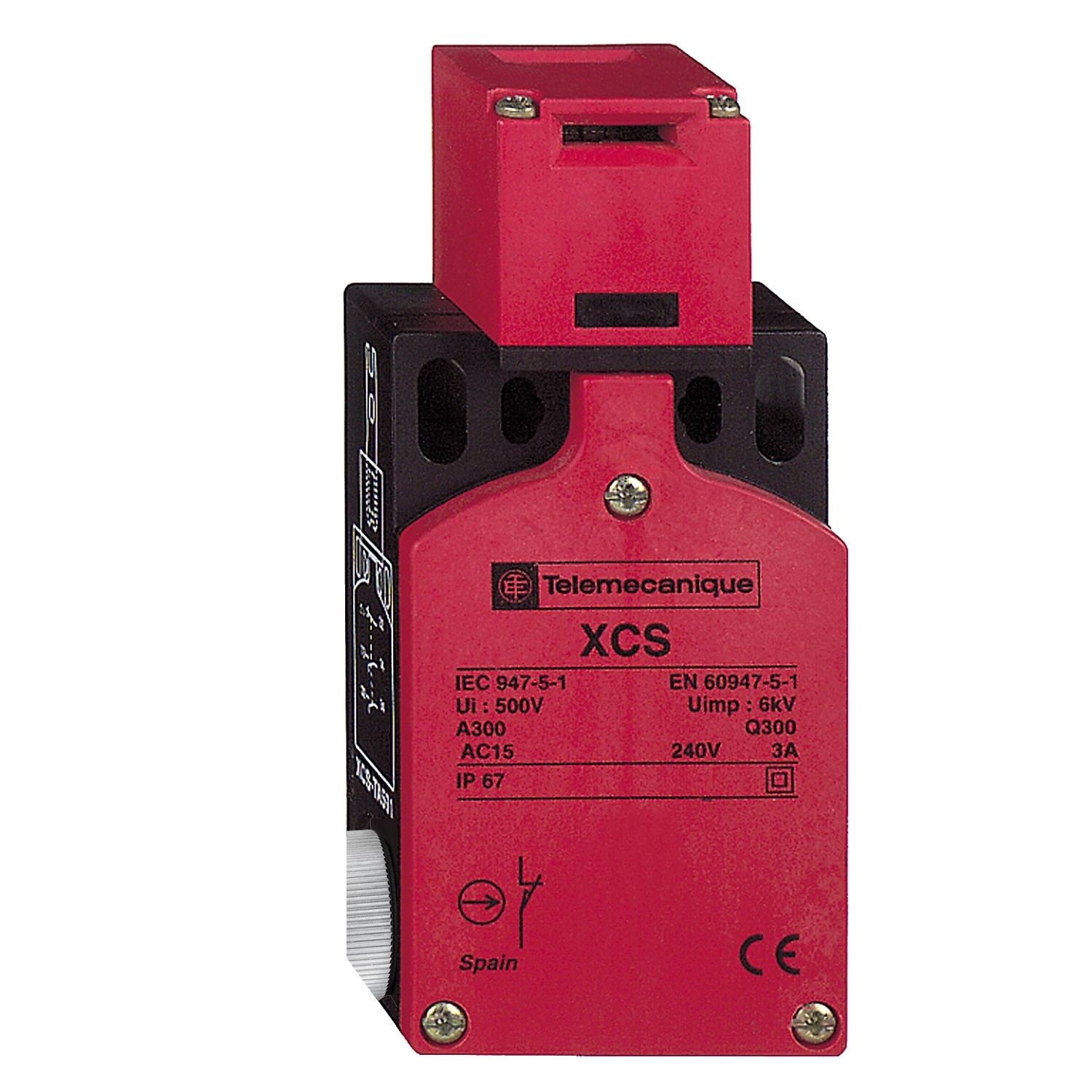 Safety switch, Telemecanique Safety switches XCS, plastic XCSTA, 2NC + 1 NO, slow break, 2 entries tapped 1/2" NPT