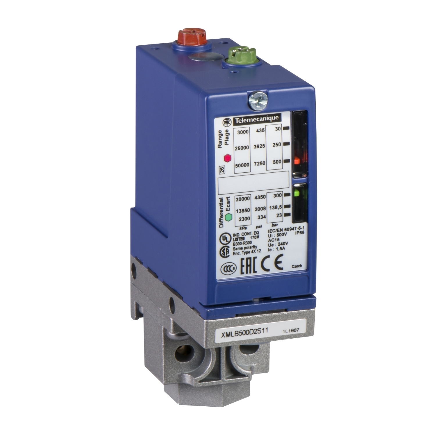pressure switch XMLB 160 bar - adjustable scale 2 thresholds - 1 C/O