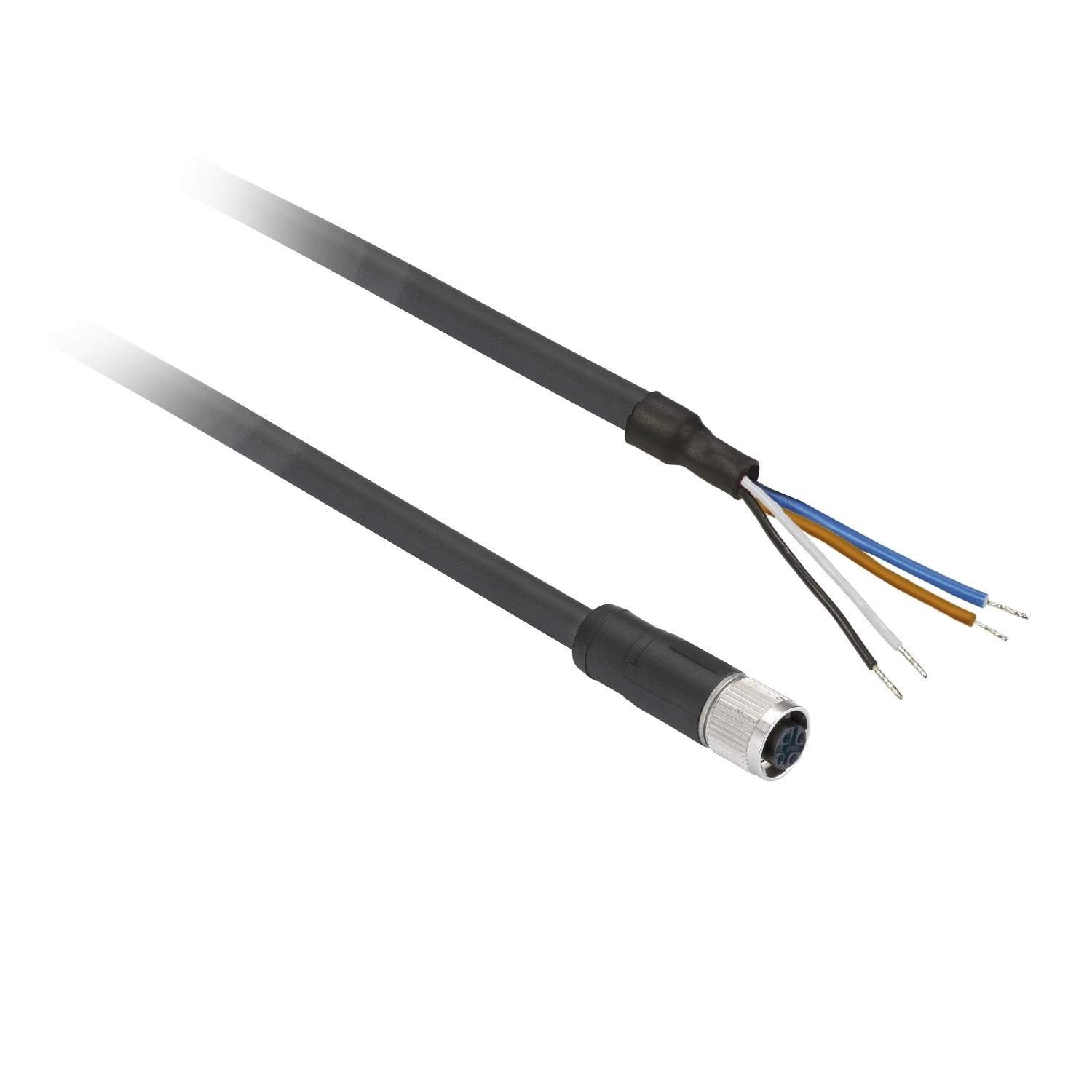 female - M12 - 4-pin - straight prewired connector - cable 10 m
