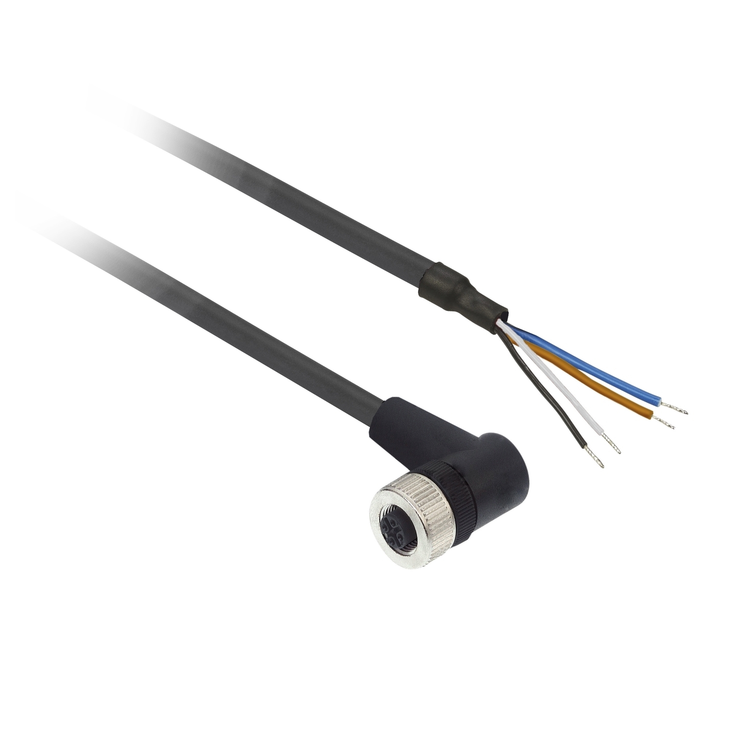 female - M12 - 4-pin - elbowed prewired connector - cable 2 m