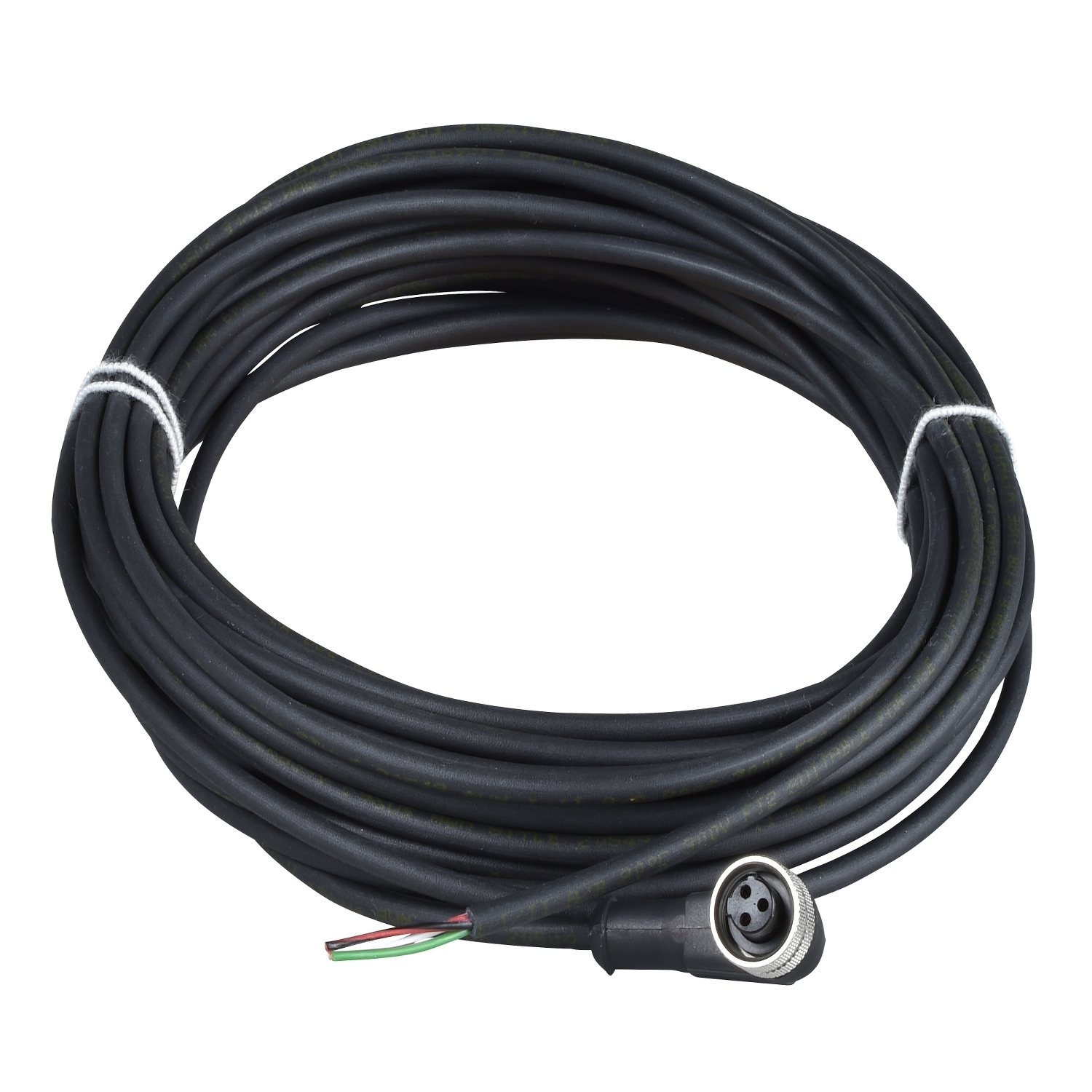 Pre wired connectors XZ, elbowed female, 1/2"20 UNF, 3 pins, cable PUR 5 m
