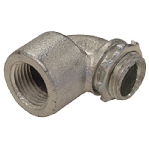 90 Degree Short Box Connector; 1/2 Inch, Malleable Iron