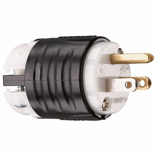 15amp 125v, Plug, 2pole 3wire, Black & White