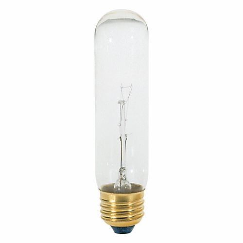 Incandescent Tubular Lamp, Designation: 40T10, 120 V, 40 WTT, T10 Shape, E26 Medium Base, Clear, C-5V Filament, 2000 HR, Lumens: 280 LM Initial, 5 IN Length, 1-1/4 IN Diameter