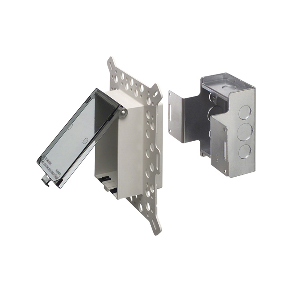 Low profile Inbox with metal box for new construction stucco, textured surfaces and rigid siding. Horizontal with Clear Cover