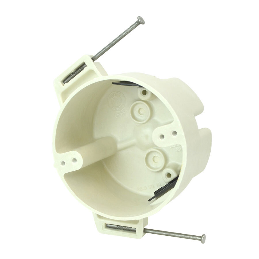 Speed Klamps; Round Outlet Box; 2-7/16 Inch Depth, Thermoset-Fiberglass, 22.5 Cubic-Inch, Beige/Tan