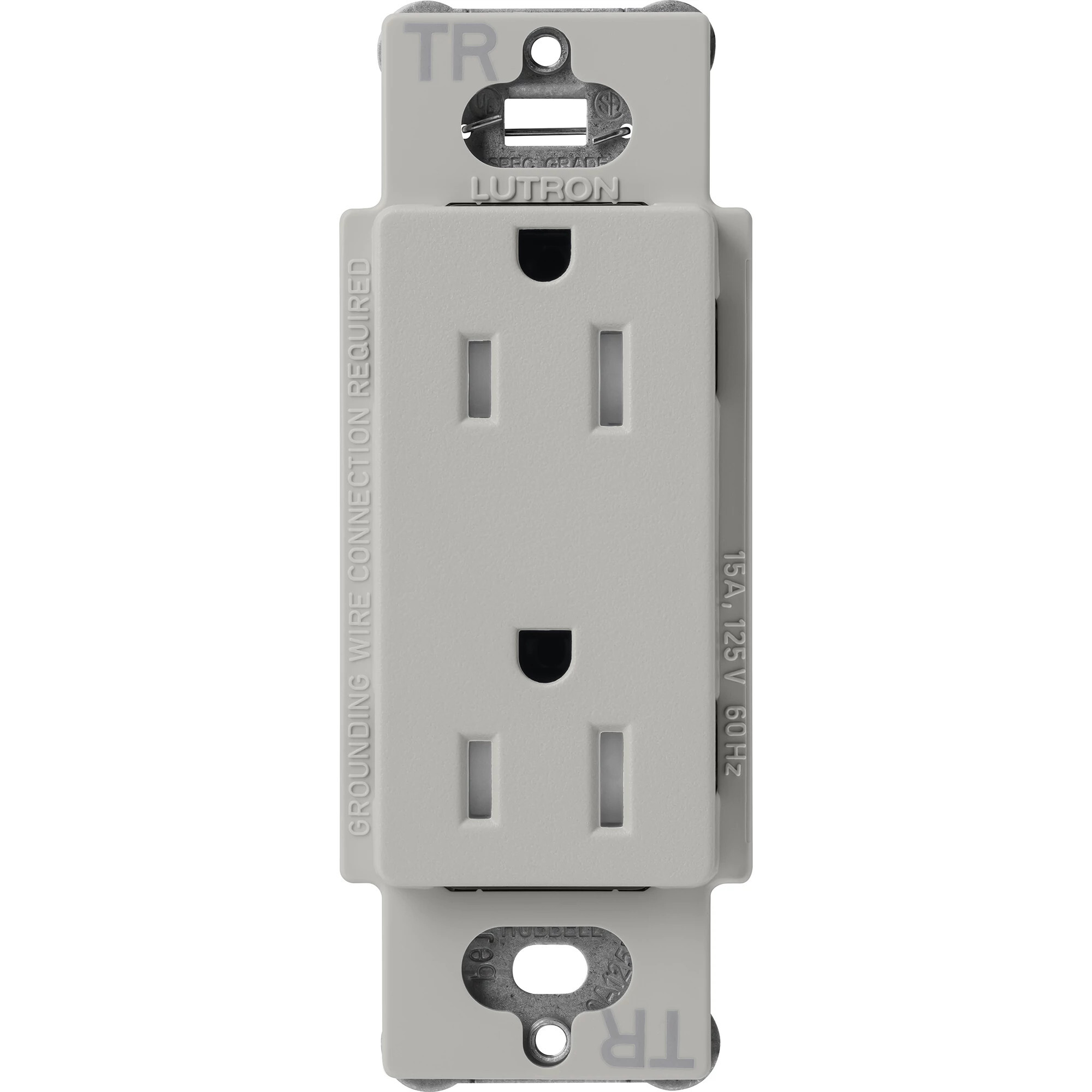 Lutron Claro Tamper-Resistant Duplex Receptacle, 15 Amp, Pebble