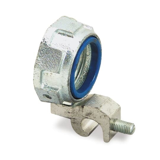 4 Inch Threaded Insulated Grounding Bushing, Iron, Electro Zinc Plated, Wire Range 14 to 4, Thermoplastic Insulator for Use with Rigid/IMC Conduit