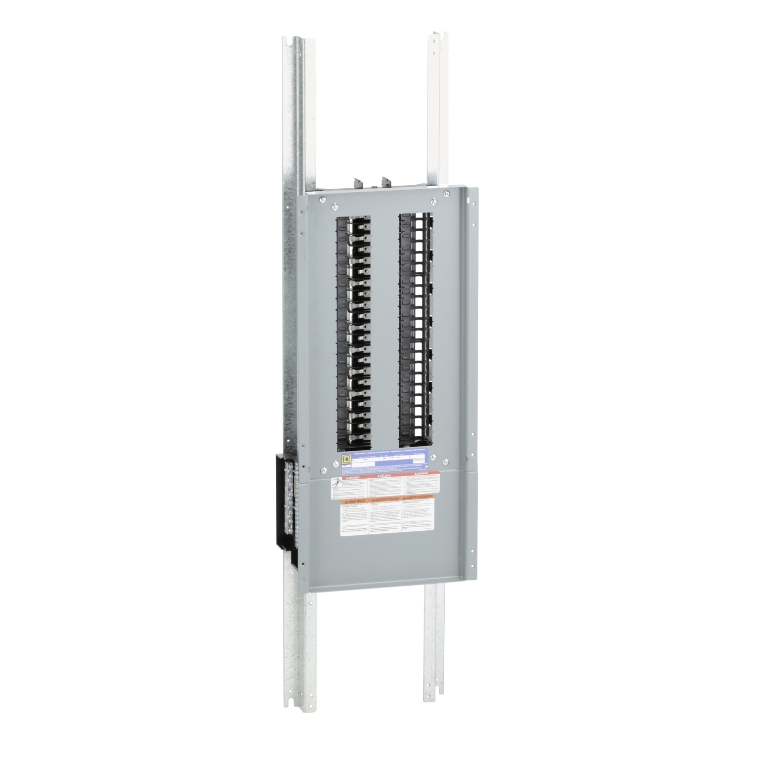 Panelboard interior, NQ, main lugs, 400A, Al bus, 42 pole spaces, 1 phase, 3 wire, 240VAC, 48VDC