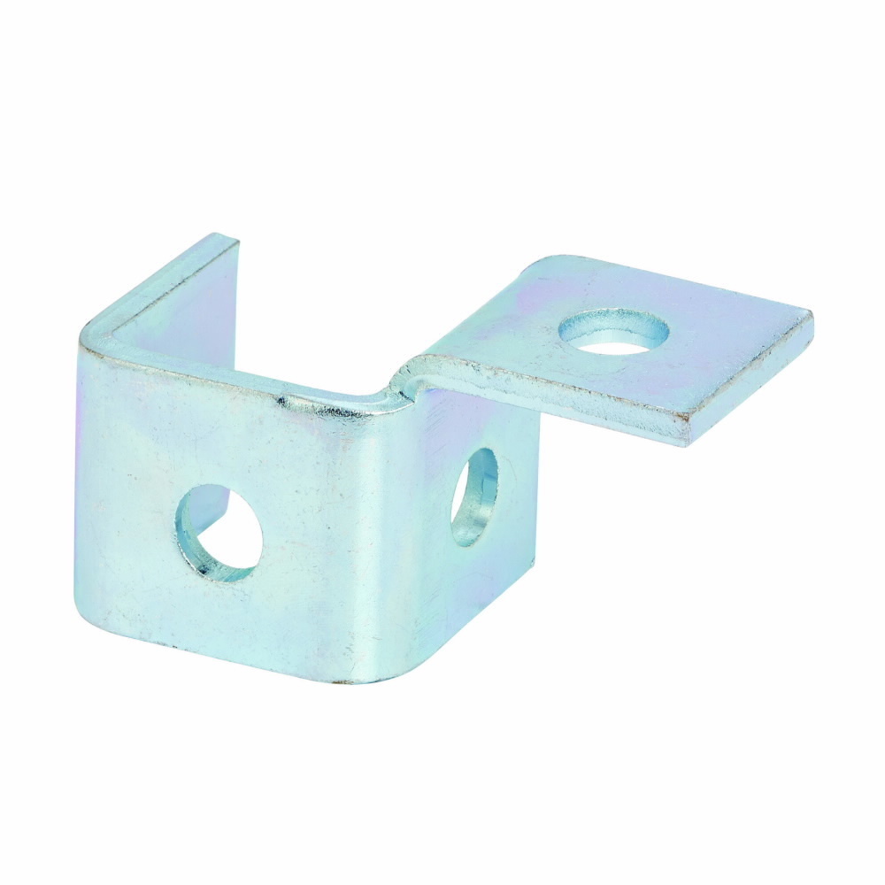 Eaton B-Line series corner connection, 2.06" H x 3.81" L x 1.68" W, Steel, Electro-plated, Right hand four hole single corner wing fitting