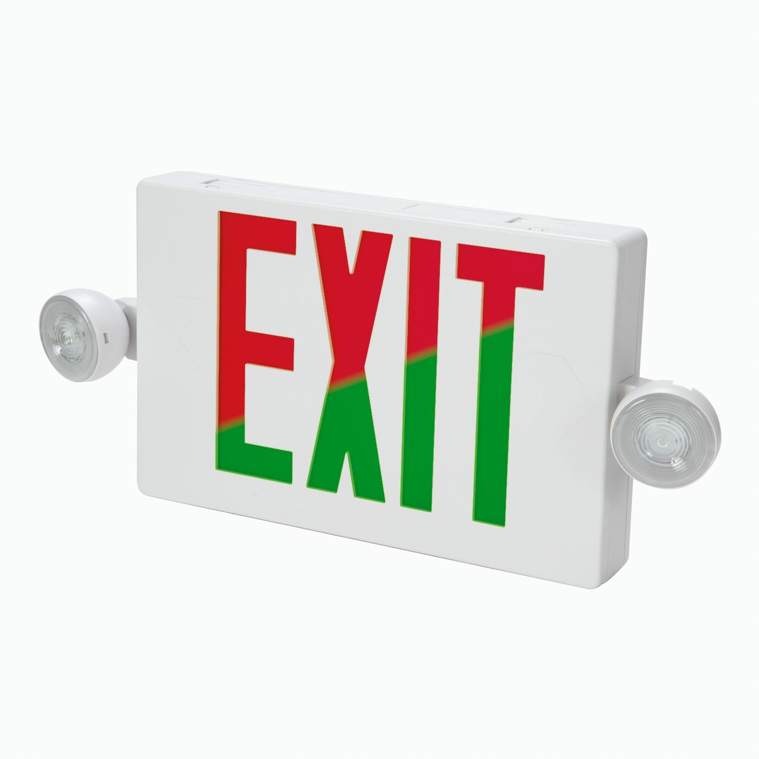 All-Pro Combination Exit and Emergency Light, Red Green Selectable, Nickel Cadmium Battery, White Finish.