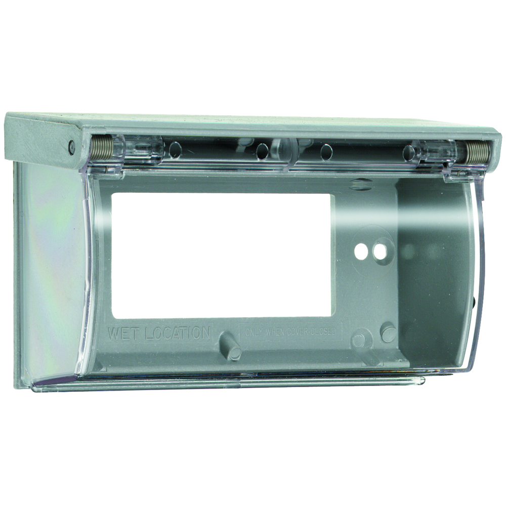Weatherproof Thermoplastic Self-Closing Cover, Decorator, Horizontal 2 Screw Mounting, Gray