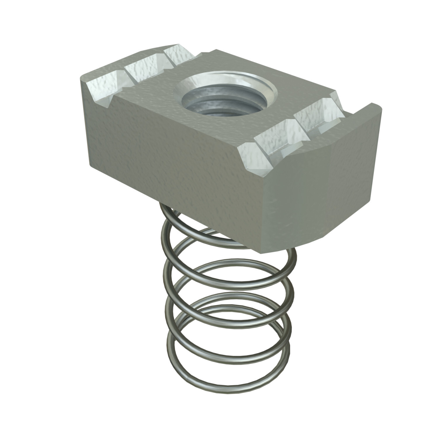 UNISTRUT CHANNEL NUT, 1/4"-20, 3/4"x 1-1/2"x 1-23/64", WITH STD SPRING, HG