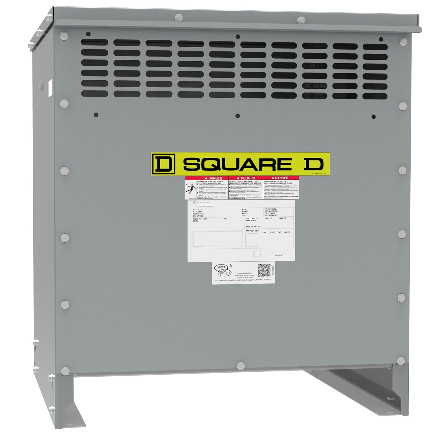 Transformer, dry type, DOE 2016, 30kVA, 3 phase, 480V delta primary, 208Y/120V secondary, 18M, 150C rise