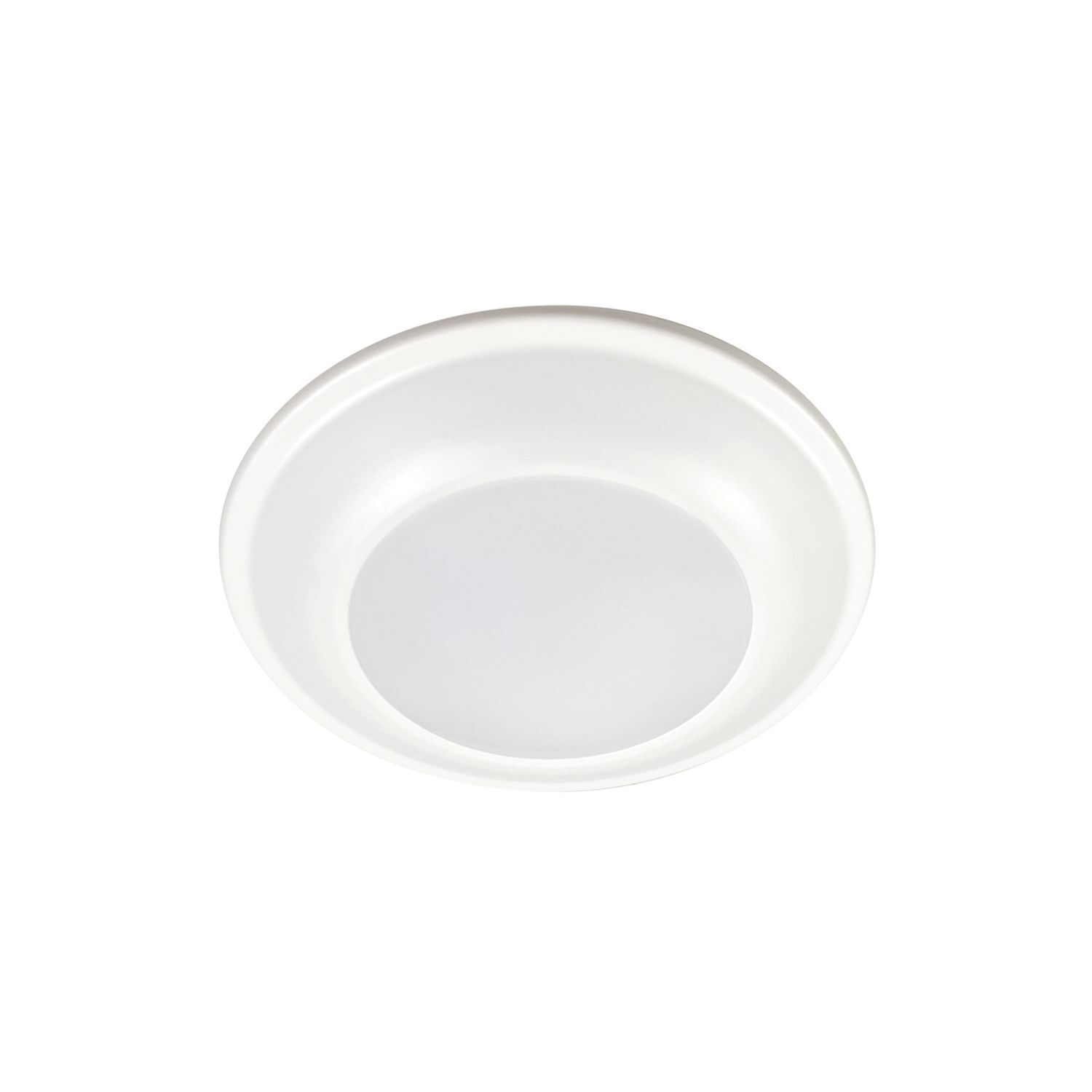 4" LED surface light, 700 lumens (nominal), 90 CRI minimum, 3000K CCT, 120V 60Hz, LE and TE phase, matte white flange cut 10 percent dimming, Qty 6 bulk pack (not for individual sale)